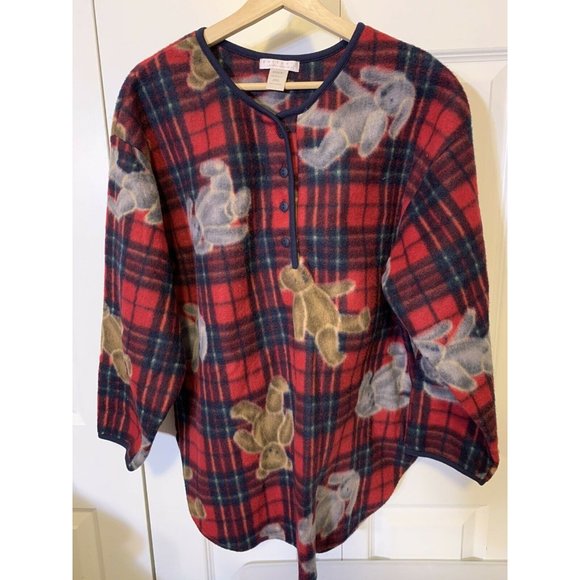 Partners Intimate Women's M Sleep Top Red Rabbit‎ Bear Button - Picture 3 of 6
